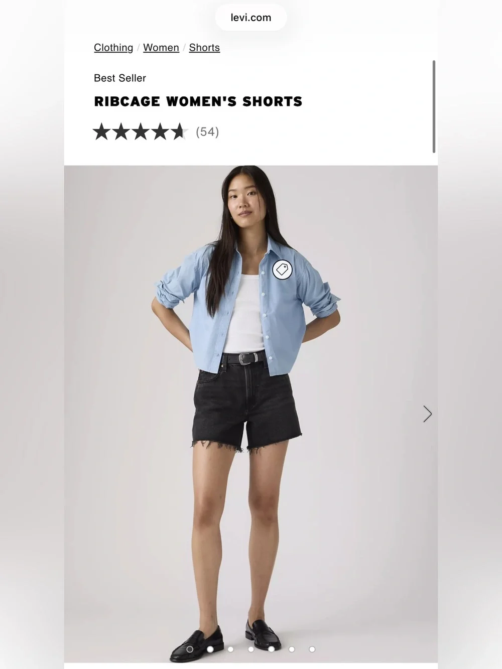 Levi's Black Frayed Hem Denim Shorts